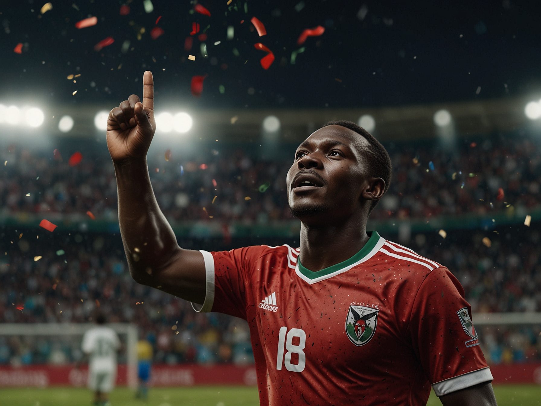 Kenyan football player celebrating a goal